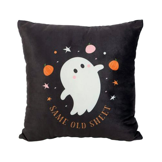 Halloween themed cushion with humorous ghost design
