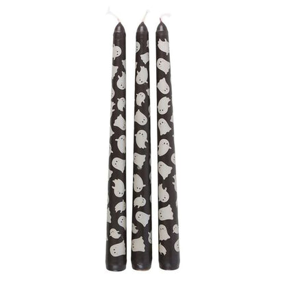 Halloween table candles with playful ghost design