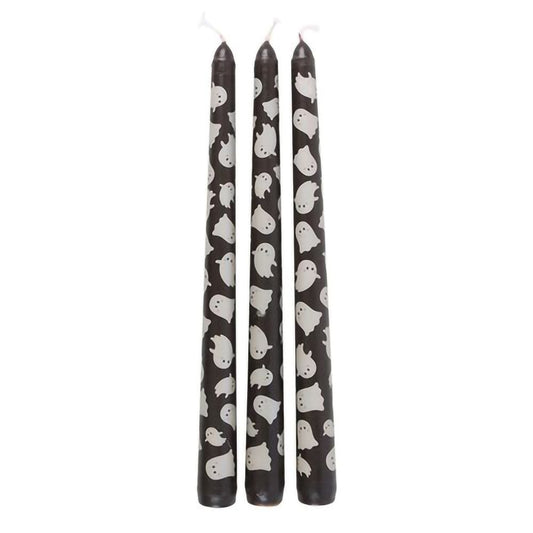 Halloween table candles with playful ghost design