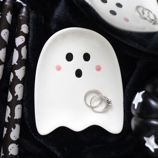 Ghost shaped ceramic trinket dish for Halloween décor