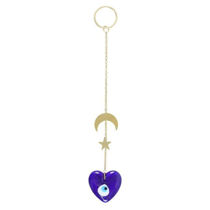 Hanging glass decoration with moon star and protective eye accents
