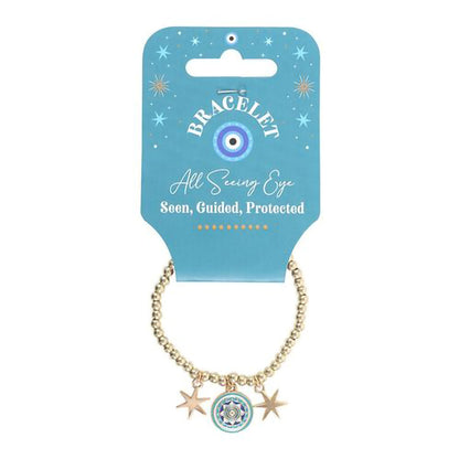 Elasticated bracelet with mystical eye and star charm accents