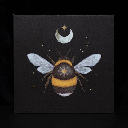 30x30cm light-up wall canvas featuring an ethereal forest bee illustration with embedded LED lights.