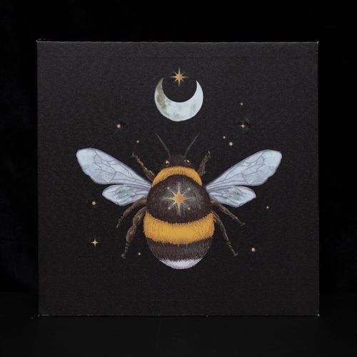 30x30cm light-up wall canvas featuring an ethereal forest bee illustration with embedded LED lights.