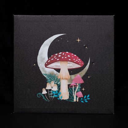 30x30cm light-up wall canvas featuring an ethereal forest mushroom illustration with embedded LED lights.