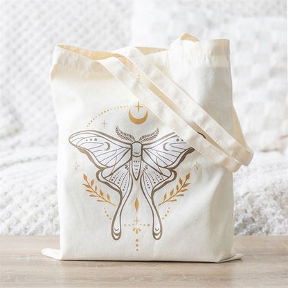 Durable polycotton canvas tote bag with elegant Luna Moth design