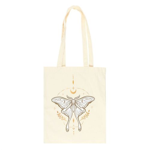 Durable polycotton canvas tote bag with elegant Luna Moth design