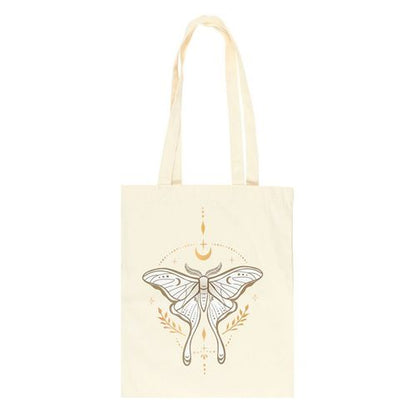 Durable polycotton canvas tote bag with elegant Luna Moth design