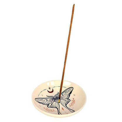 Luna Moth incense dish with design for sticks and cones