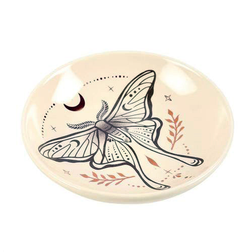 Luna Moth incense dish with design for sticks and cones