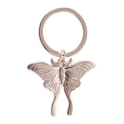 Luna Moth metal keyring on decorative backing card