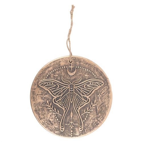 Metallic-effect terracotta plaque with Luna Moth and celestial details