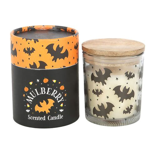 Mulberry scented candle with bat design – gothic home décor accent