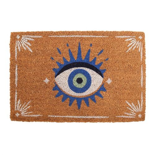 Natural All Seeing Eye Doormat with mystical protective design, suitable for indoor and sheltered outdoor use.