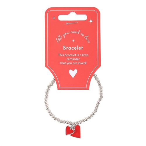 Red enamel heart bracelet, a sweet reminder of love, perfect for Valentine's Day, Mother's Day, or thoughtful gifts.