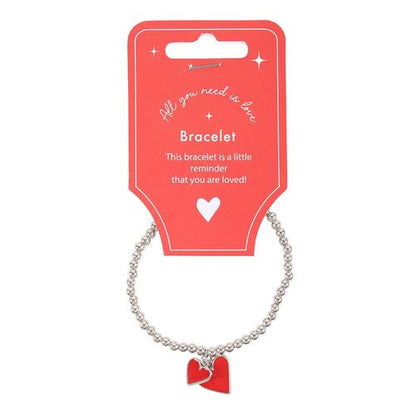 Red enamel heart bracelet, a sweet reminder of love, perfect for Valentine's Day, Mother's Day, or thoughtful gifts.