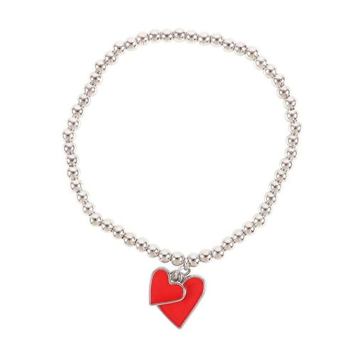 Red enamel heart bracelet, a sweet reminder of love, perfect for Valentine's Day, Mother's Day, or thoughtful gifts.