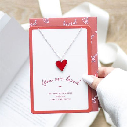 Red enamel heart necklace, a sweet reminder of love, perfect for Valentine's Day, Mother's Day, or thoughtful gifts.