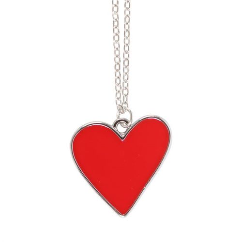 Red enamel heart necklace, a sweet reminder of love, perfect for Valentine's Day, Mother's Day, or thoughtful gifts.