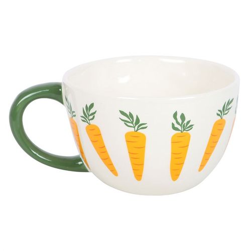 Rustic oversized teacup mug with carrot design