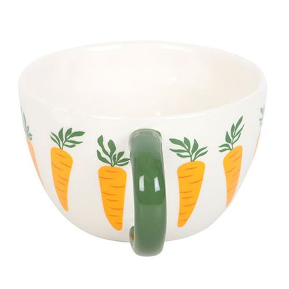 Rustic oversized teacup mug with carrot design