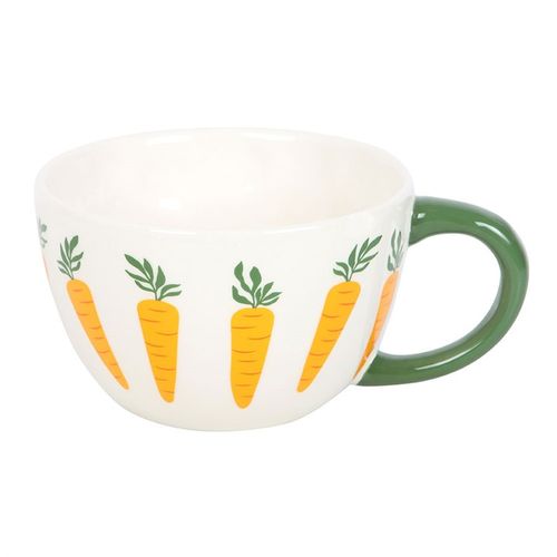 Rustic oversized teacup mug with carrot design