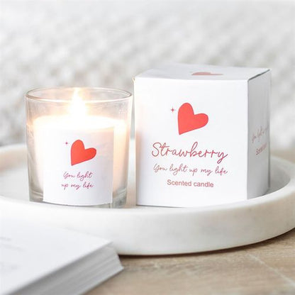 Strawberry scented candle for gifting, perfect for Valentine's or anniversaries