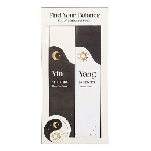 Yin Yang incense sticks set with Black Oud and Coconut scents for day and night balance