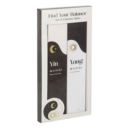 Yin Yang incense sticks set with Black Oud and Coconut scents for day and night balance