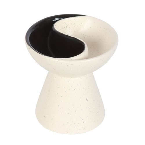 Yin and Yang oil burner and wax warmer with split dish for mixing scents.