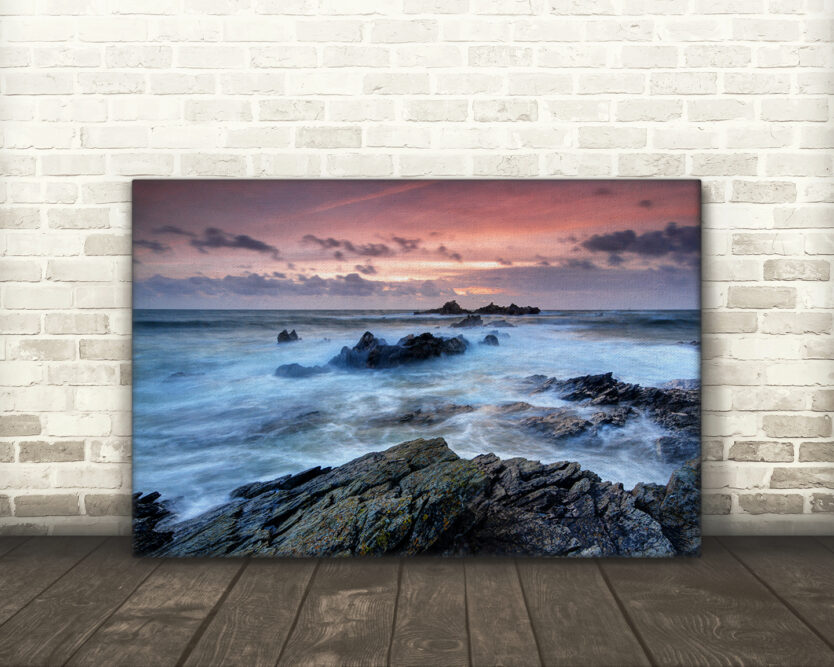 Sunset, Heybrook Bay, Plymouth - Canvas Print Example