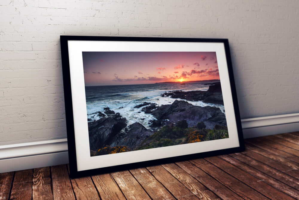 Sunset, Heybrook Bay, Plymouth - Framed print example