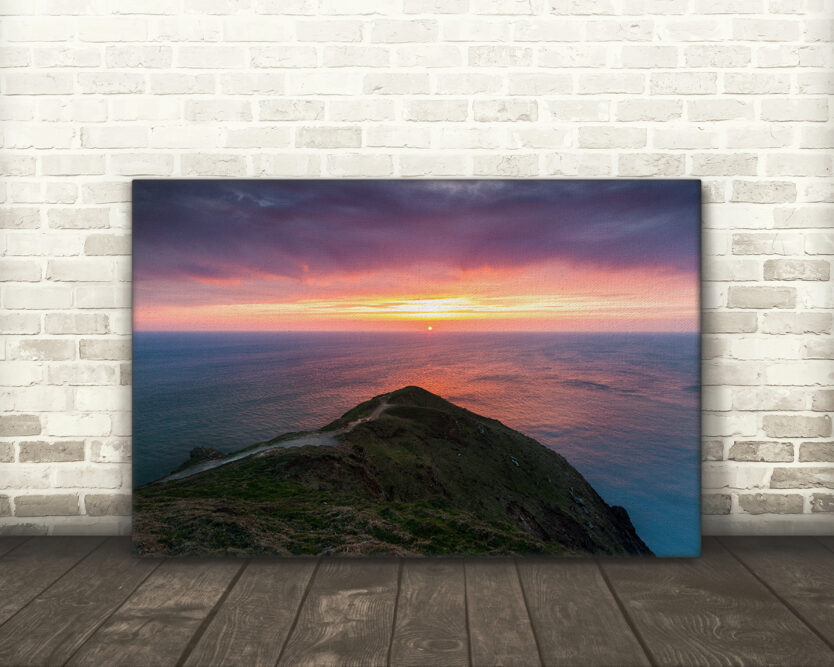 Sunset, Baggy Point, North Devon - Canvas Print Example