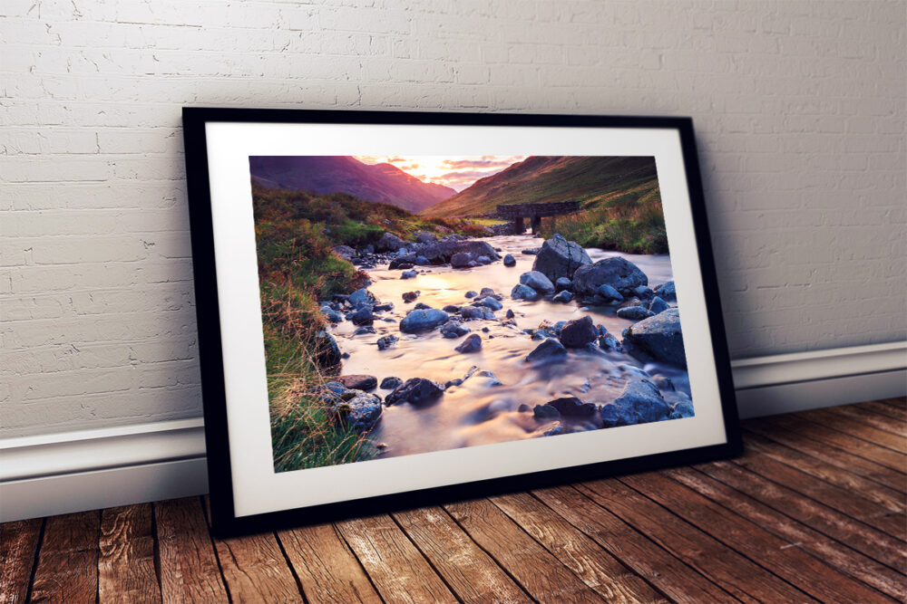 Riverscape, Honister Pass, Lake District National Park - Framed print example