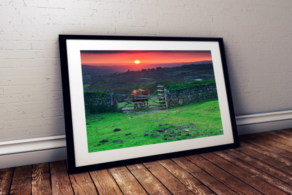 Sunset, Dartmoor National Park - Framed print example