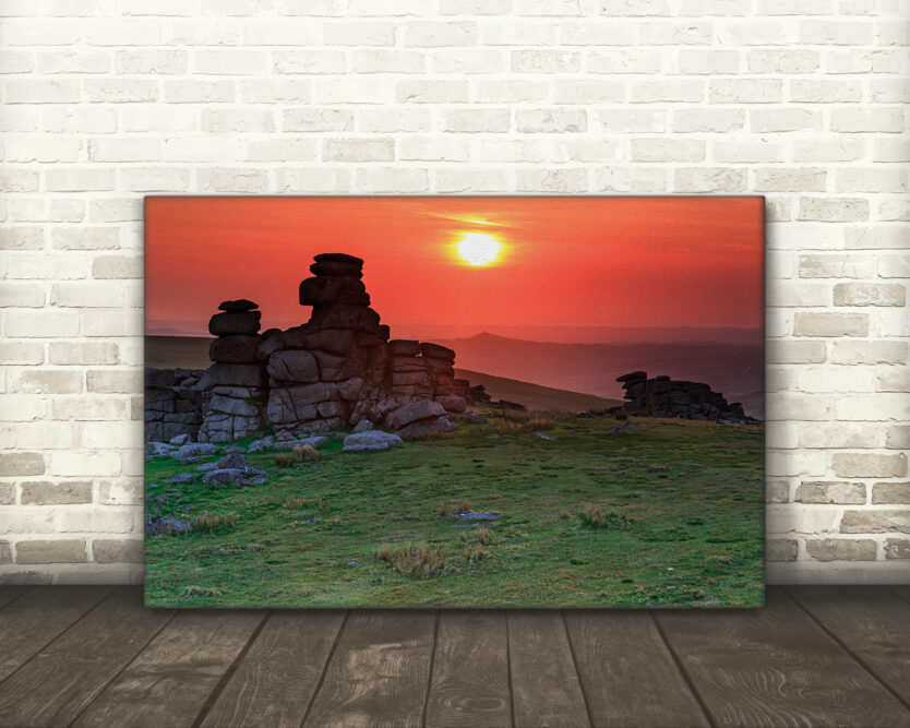Sunset, Great Staple Tor, Dartmoor National Park - Canvas Print Example