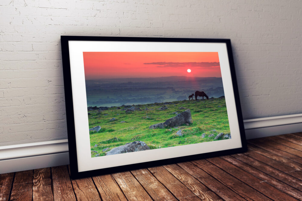 Sunset, Dartmoor National Park - Framed print example