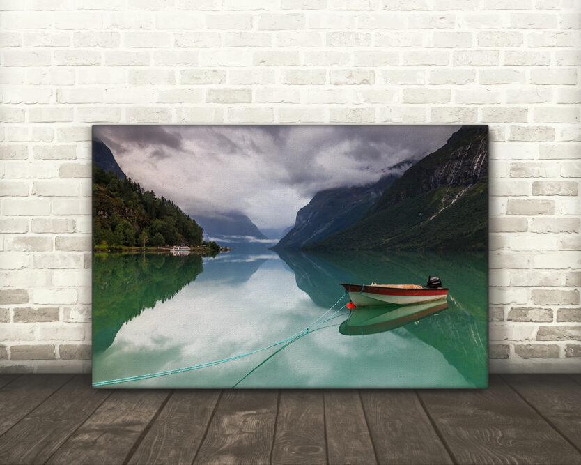 Riverscape, Lovatnet Lake, Norway - Canvas Print Example