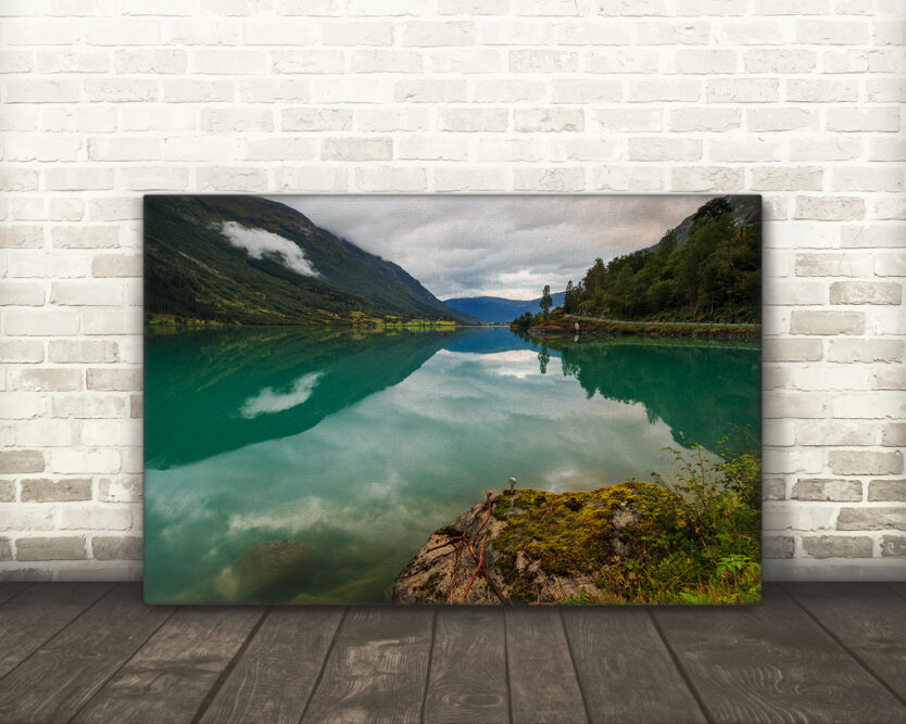 Riverscape, Oldevatnet Lake, Norway - Canvas Print Example