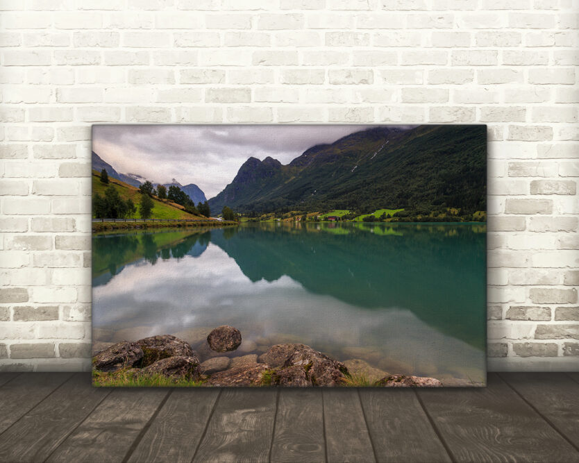 Riverscape, Lake Floen, Norway - Canvas Print Example