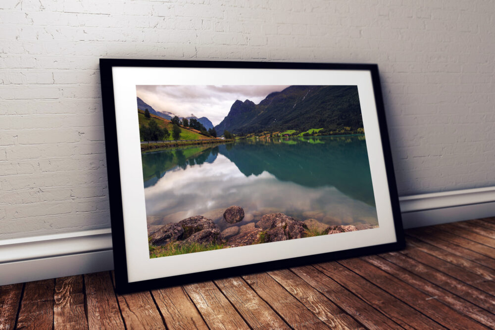 Riverscape, Lake Floen, Norway - Framed print example