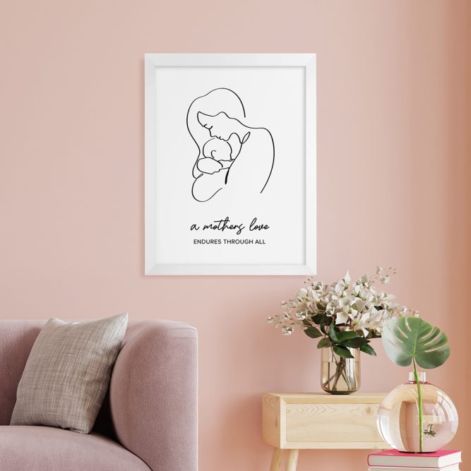 Personalised Line Art New Mum and Baby's Love Print